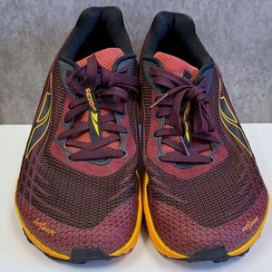 ALTRA TIMP 2 Trail Running Shoes Mens 9.5 Maroon Orange FootShape Gaiter Trap